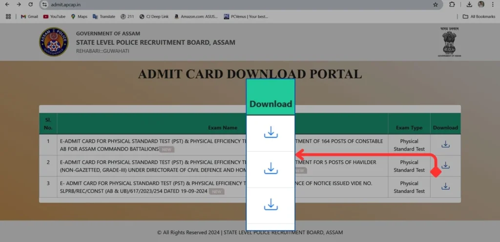 SLPRB Assam Police Admit Card